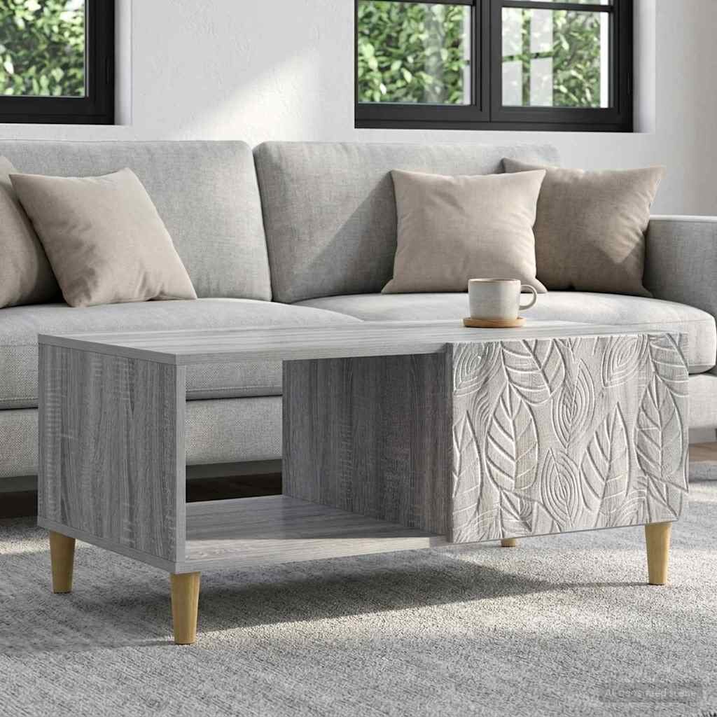 vidaXL Масичка за кафе Сив Сонома 90 x 50 x 40 cm Инженерна дървесина