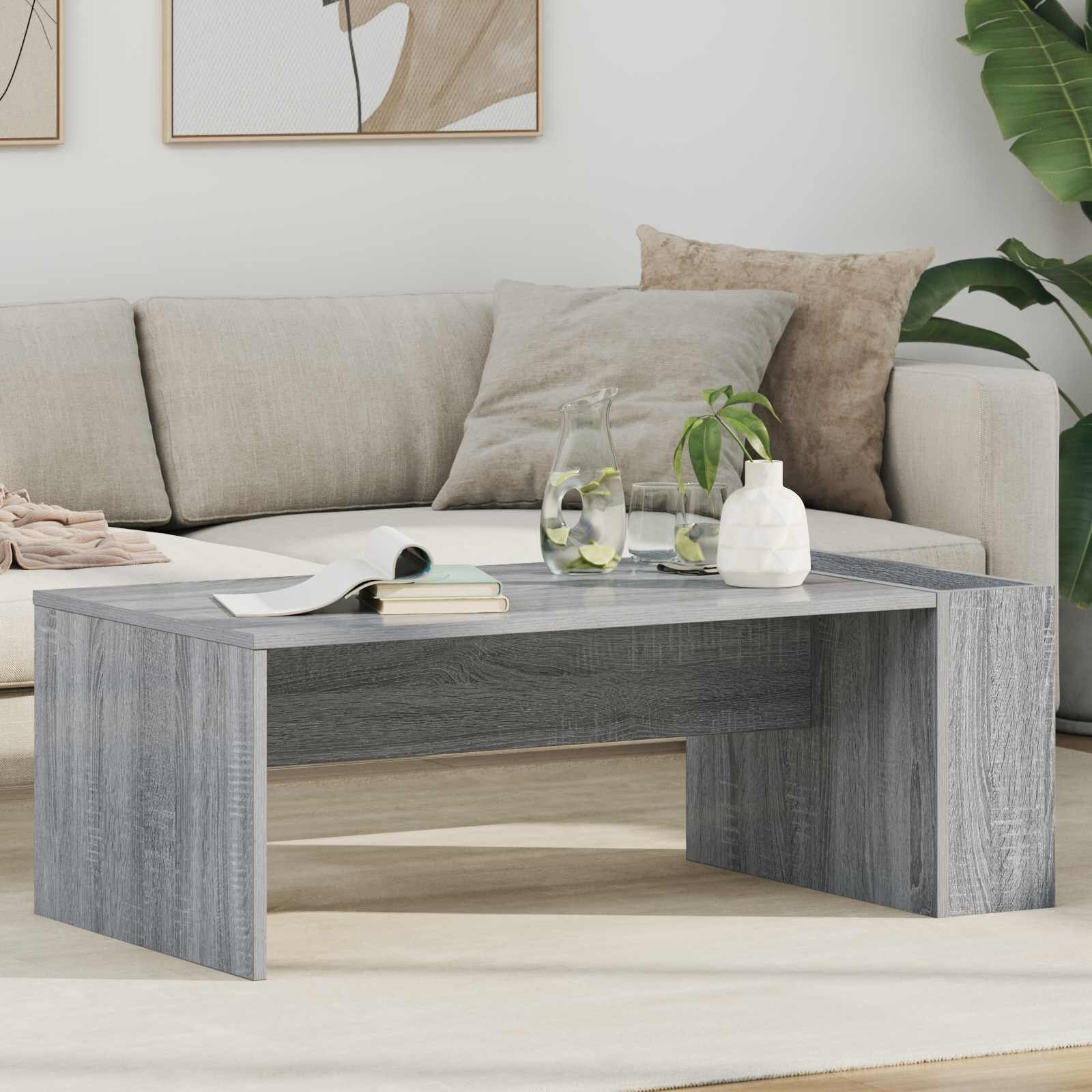 vidaXL Масичка за кафе Сив Сонома 95 x 50 x 34 см Инженерна дървесина