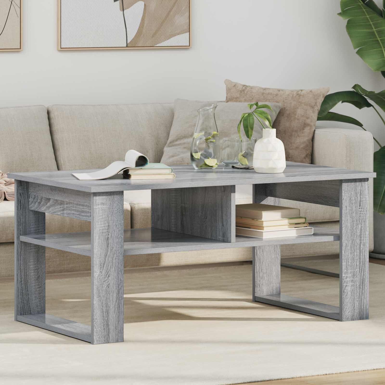 vidaXL Масичка за кафе Сив Сонома 96 x 54 x 44 см Инженерна дървесина