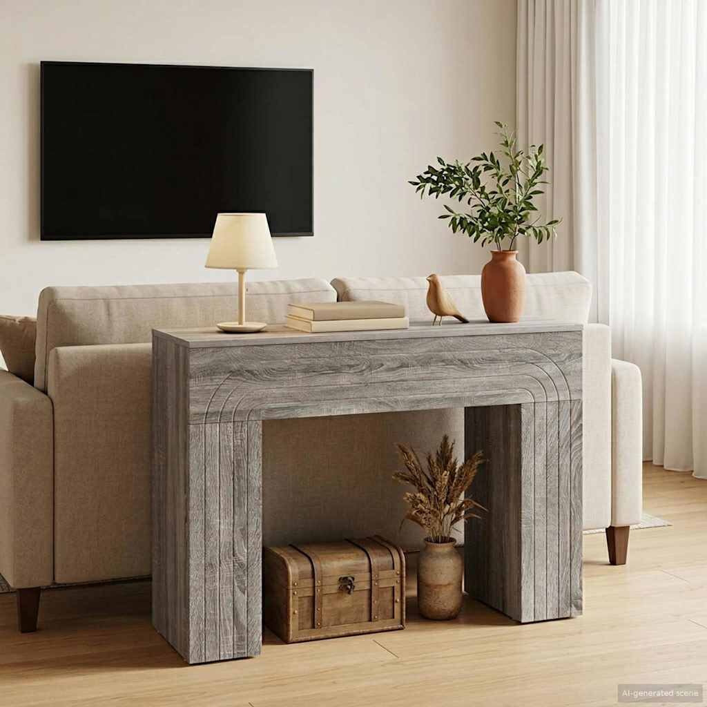 vidaXL Масичка за кафе Сива сонома 102 x 35 x 75 см