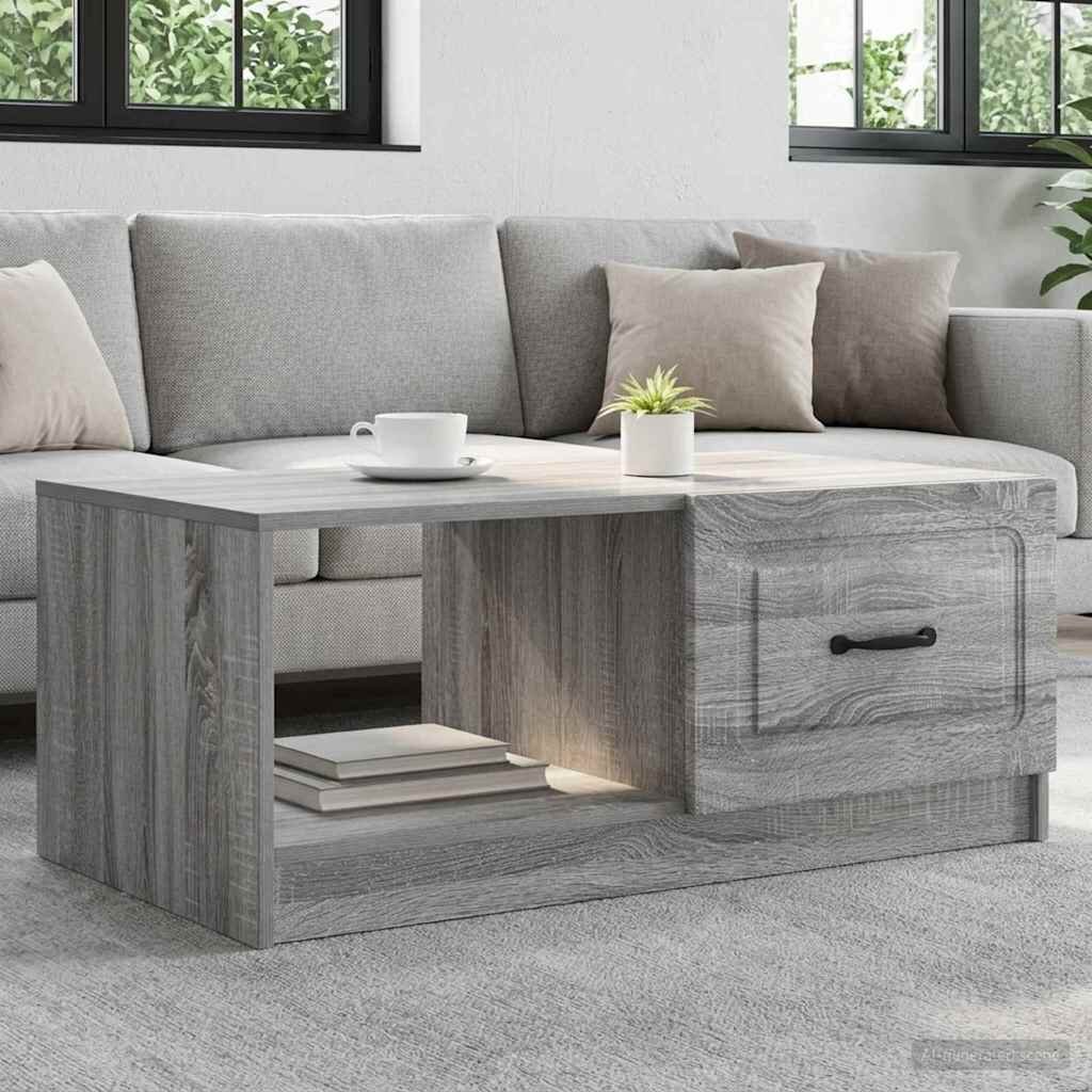 vidaXL Масичка за кафе Сива сонома 90 x 50 x 37 см Инженерна дървесина