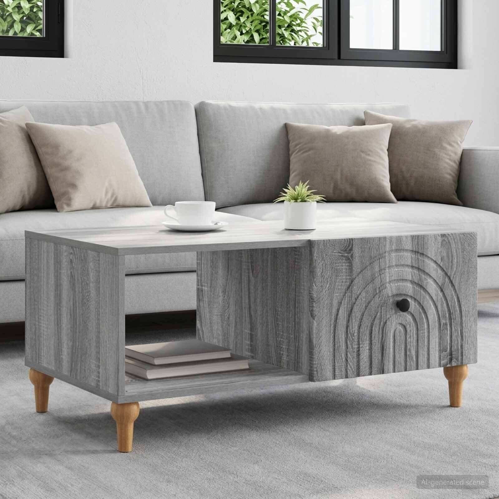 vidaXL Масичка за кафе Сива сонома 90 x 50 x 40 cm Инженерна дървесина