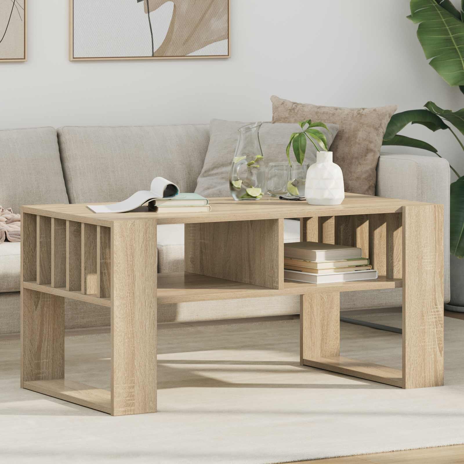 vidaXL Масичка за кафе Сонома дъб 92 x 495 x 45 см