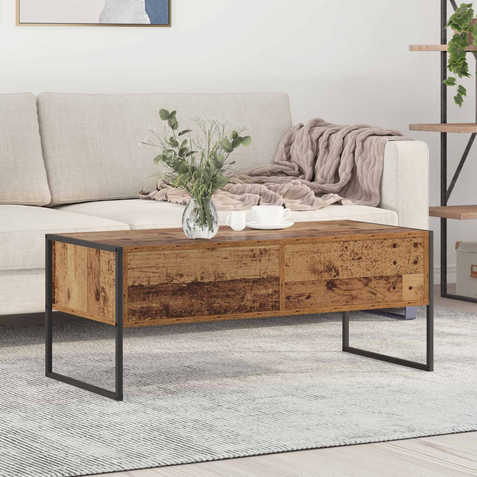 vidaXL Масичка за кафе Старо дърво 100 x 46 x 40 см