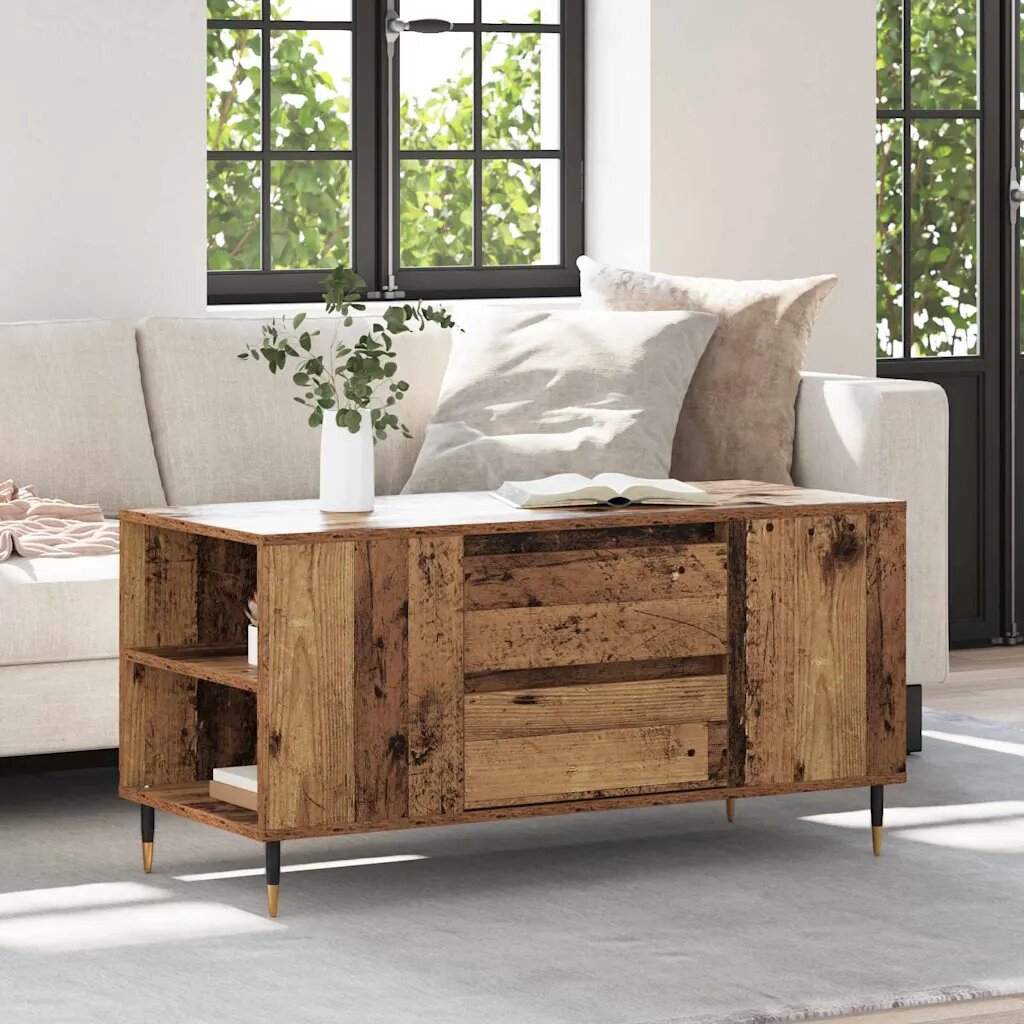 vidaXL Масичка за кафе Старо дърво 102 x 445 x 50 см
