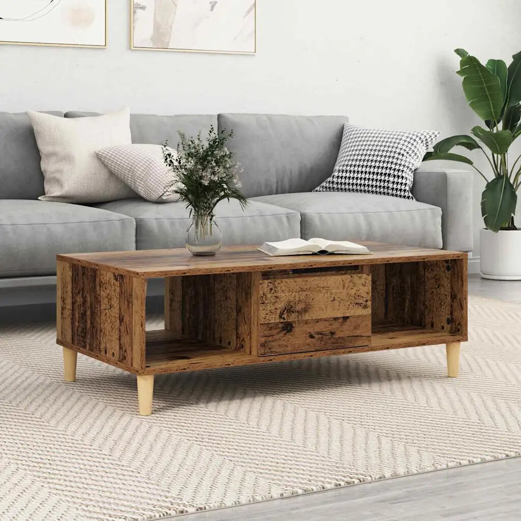vidaXL Масичка за кафе Старо дърво 102 x 55 x 35 см