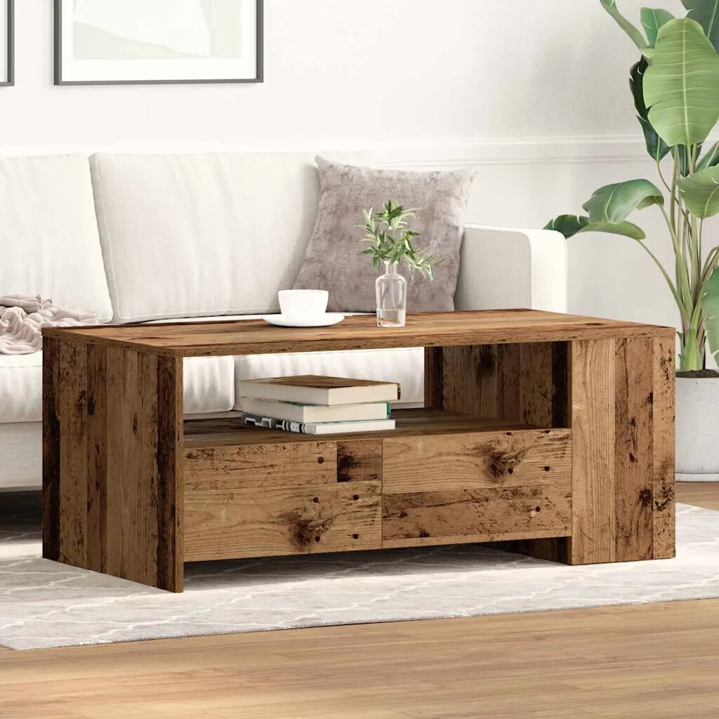 vidaXL Масичка за кафе Старо дърво 102 x 55 x 435 см