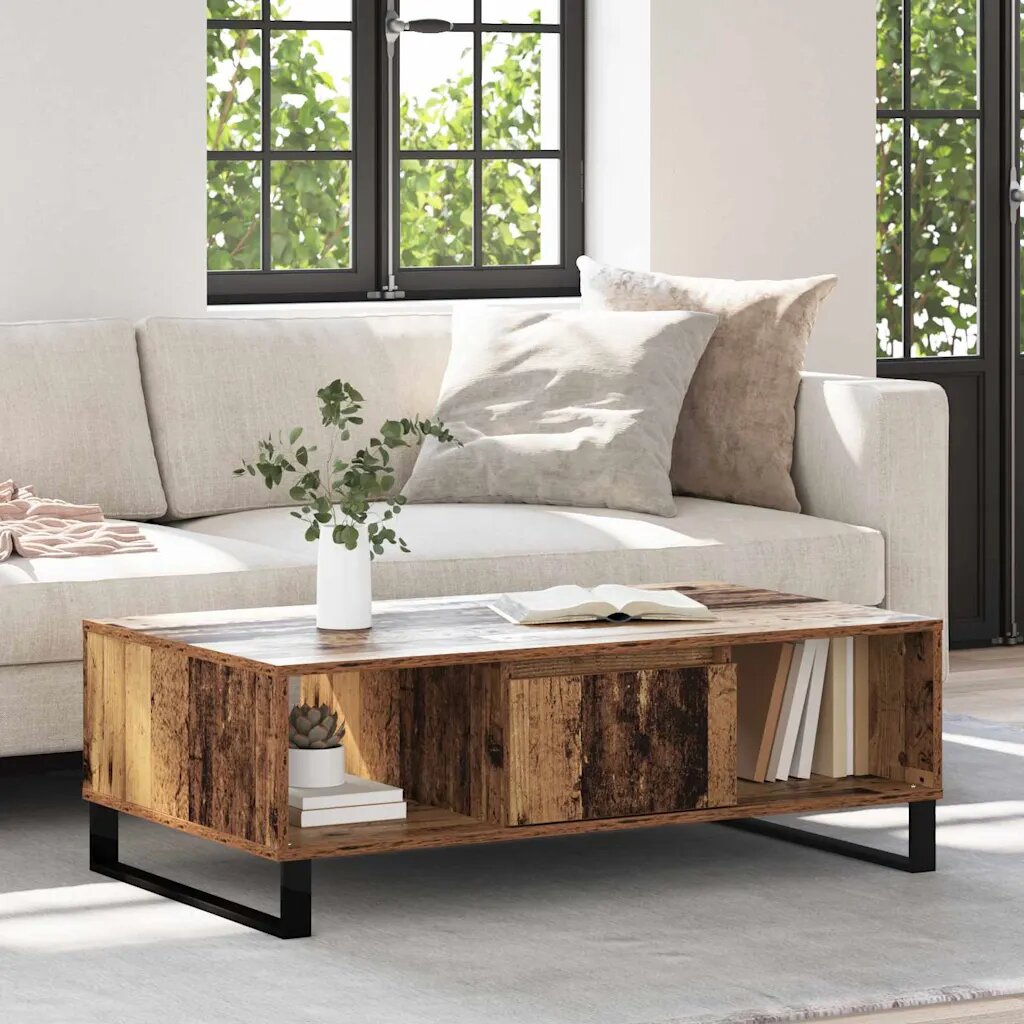 vidaXL Масичка за кафе Старо дърво 104 x 60 x 35 см