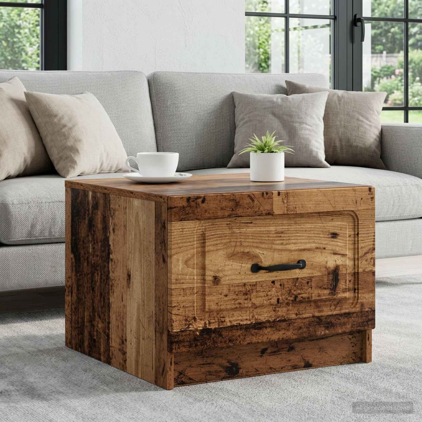 vidaXL Масичка за кафе Старо дърво 49 x 50 x 37 см Инженерна дървесина