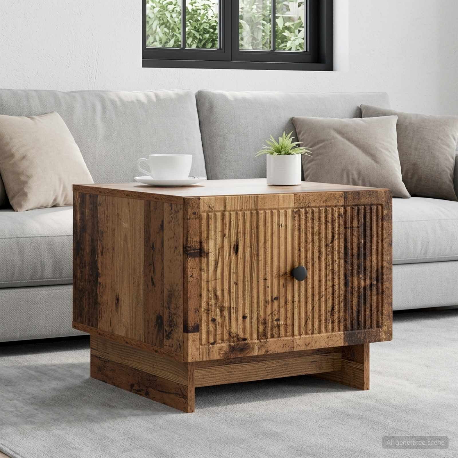 vidaXL Масичка за кафе Старо дърво 49 x 50 x 40 см Инженерна дървесина