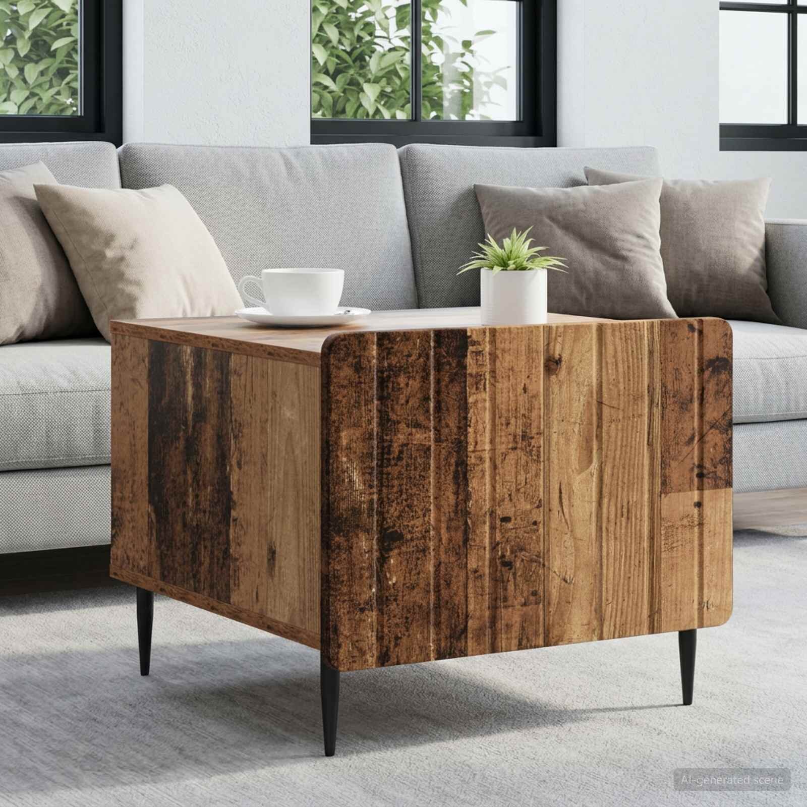 vidaXL Масичка за кафе Старо дърво 49 x 50 x 42 см Инженерна дървесина