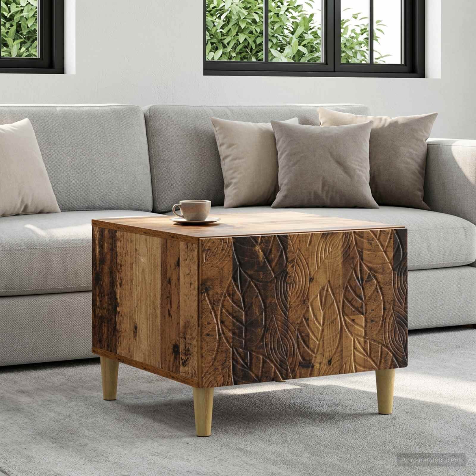 vidaXL Масичка за кафе Старо дърво 50 x 49 x 40 см Инженерна дървесина