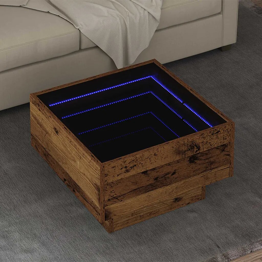 vidaXL Масичка за кафе Старо дърво 50 x 50 x 30 см