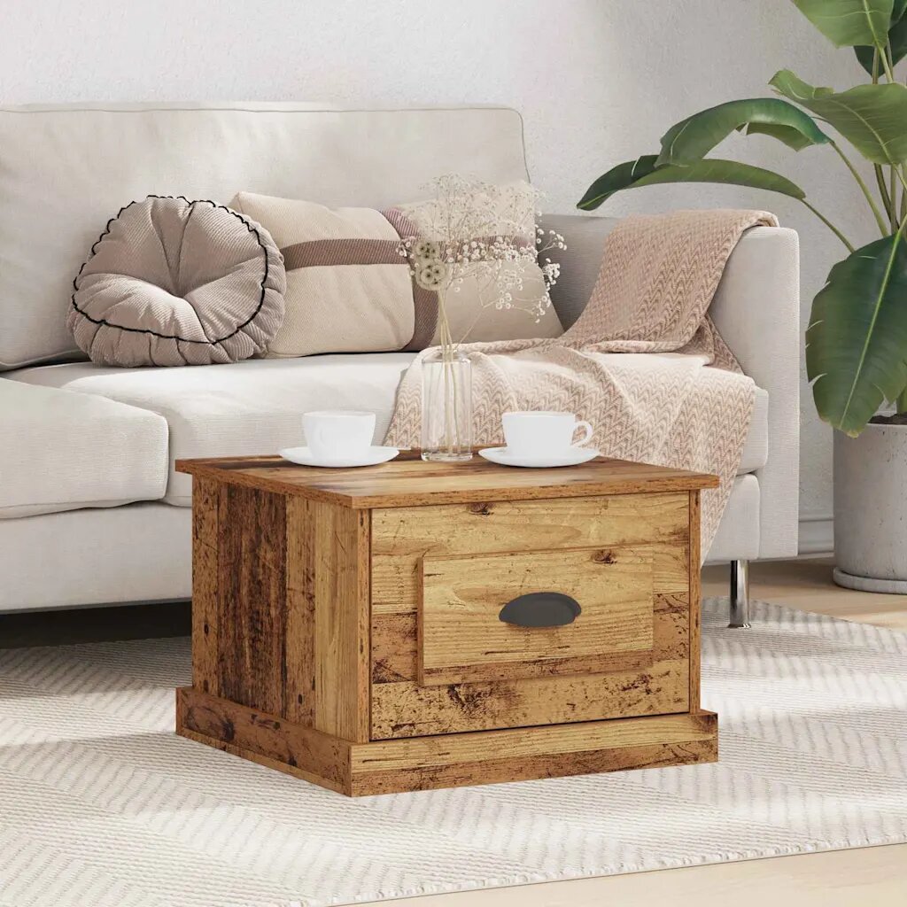 vidaXL Масичка за кафе Старо дърво 50 x 50 x 35 cm Инженерна дървесина
