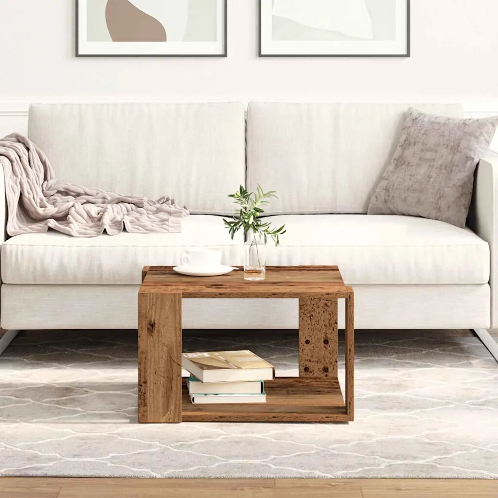 vidaXL Масичка за кафе Старо дърво 515 x 515 x 30 см