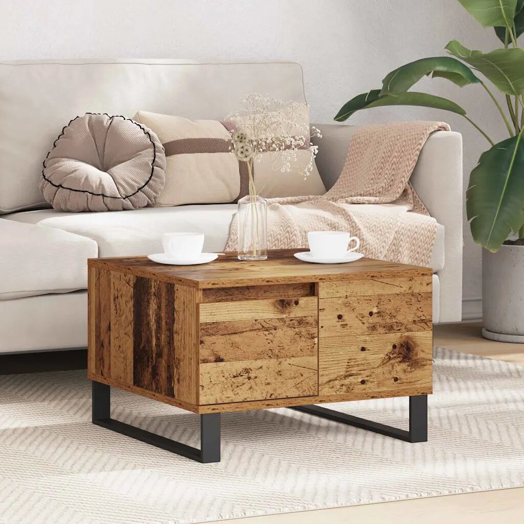 vidaXL Масичка за кафе Старо дърво 55 x 55 x 365 см