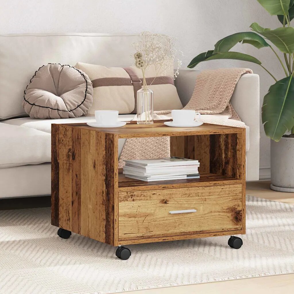 vidaXL Масичка за кафе Старо дърво 55 x 55 x 45см Инженерна дървесина