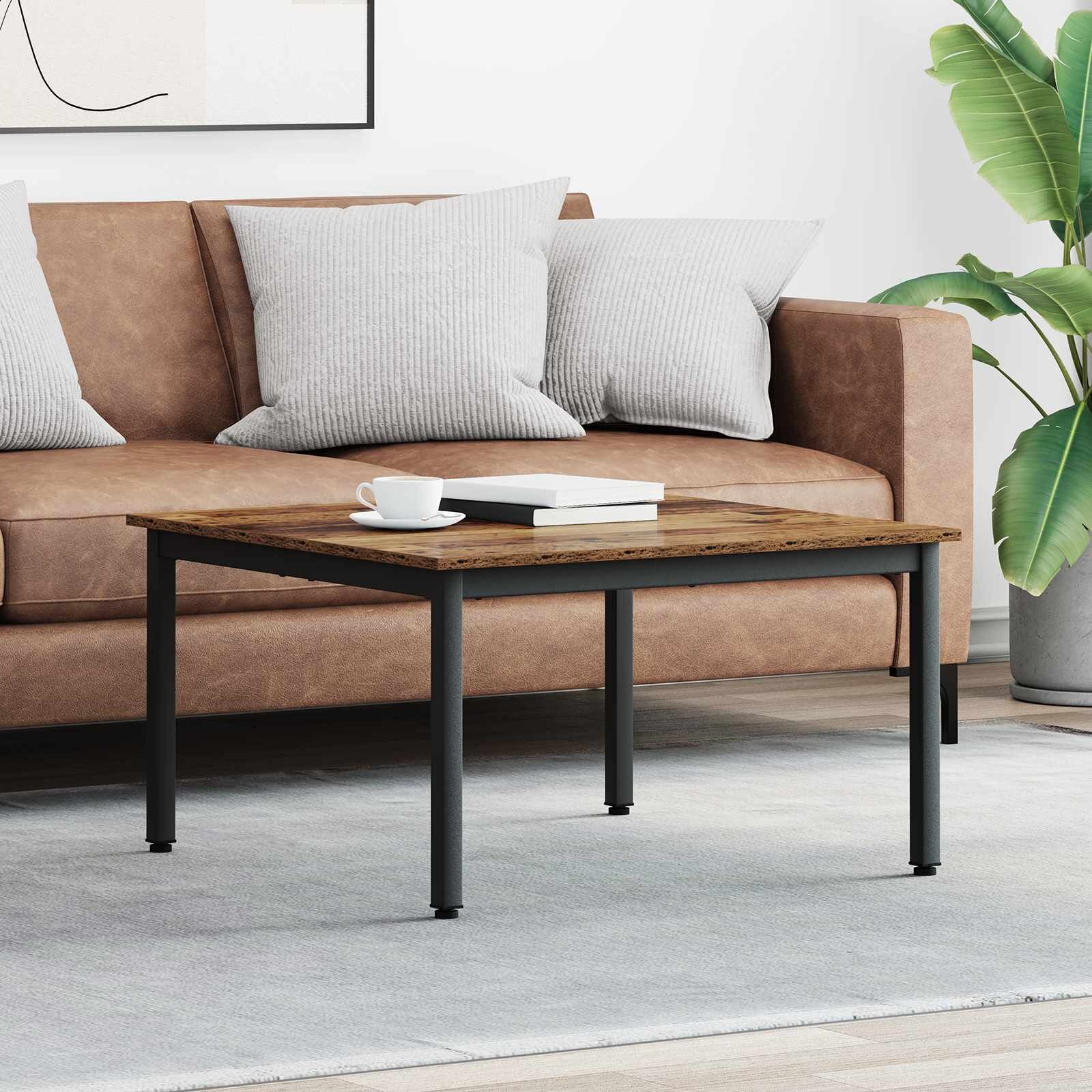 vidaXL Масичка за кафе Старо дърво 80 x 80 x 45 cm Инженерна дървесина