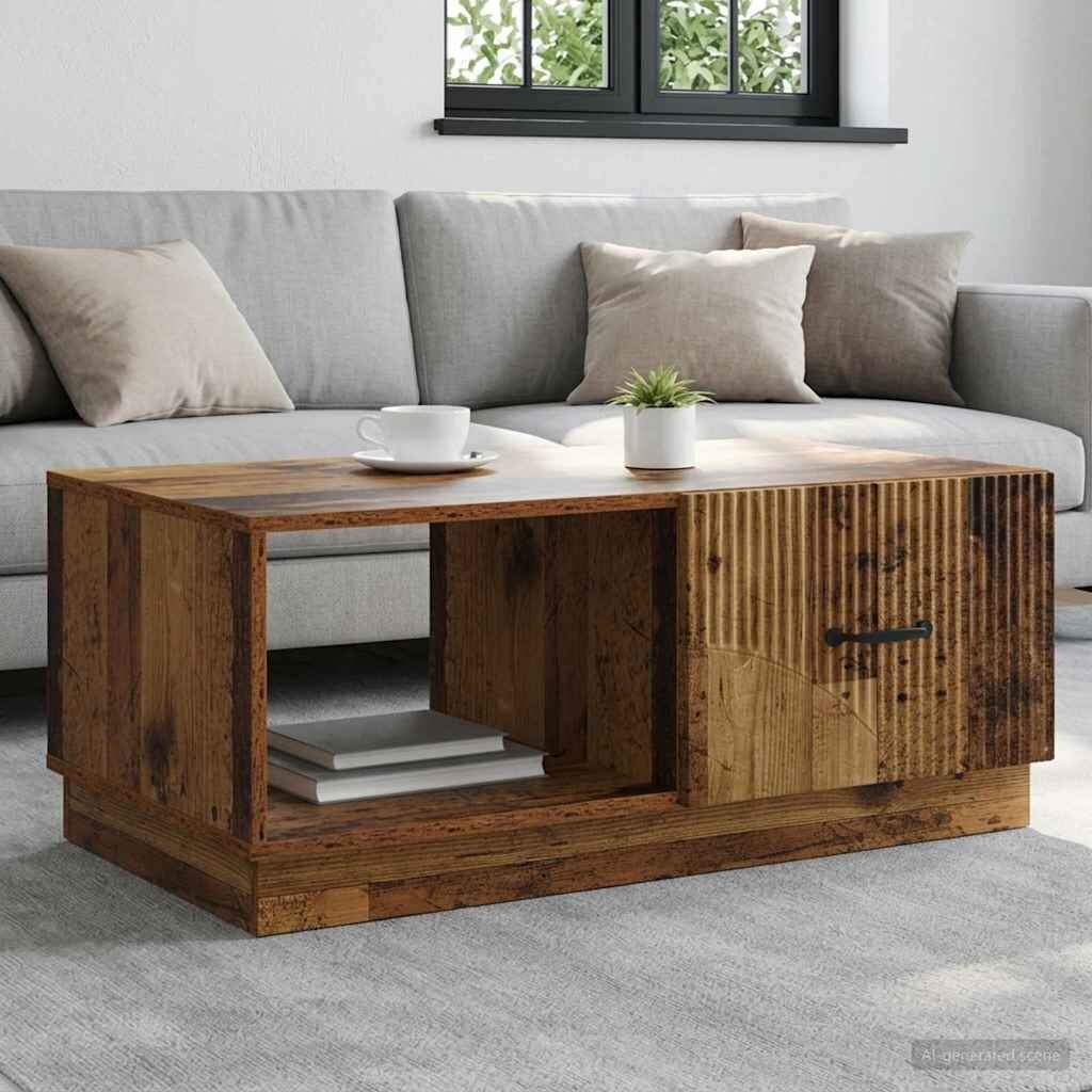vidaXL Масичка за кафе Старо дърво 90 x 50 x 37 см Инженерна дървесина