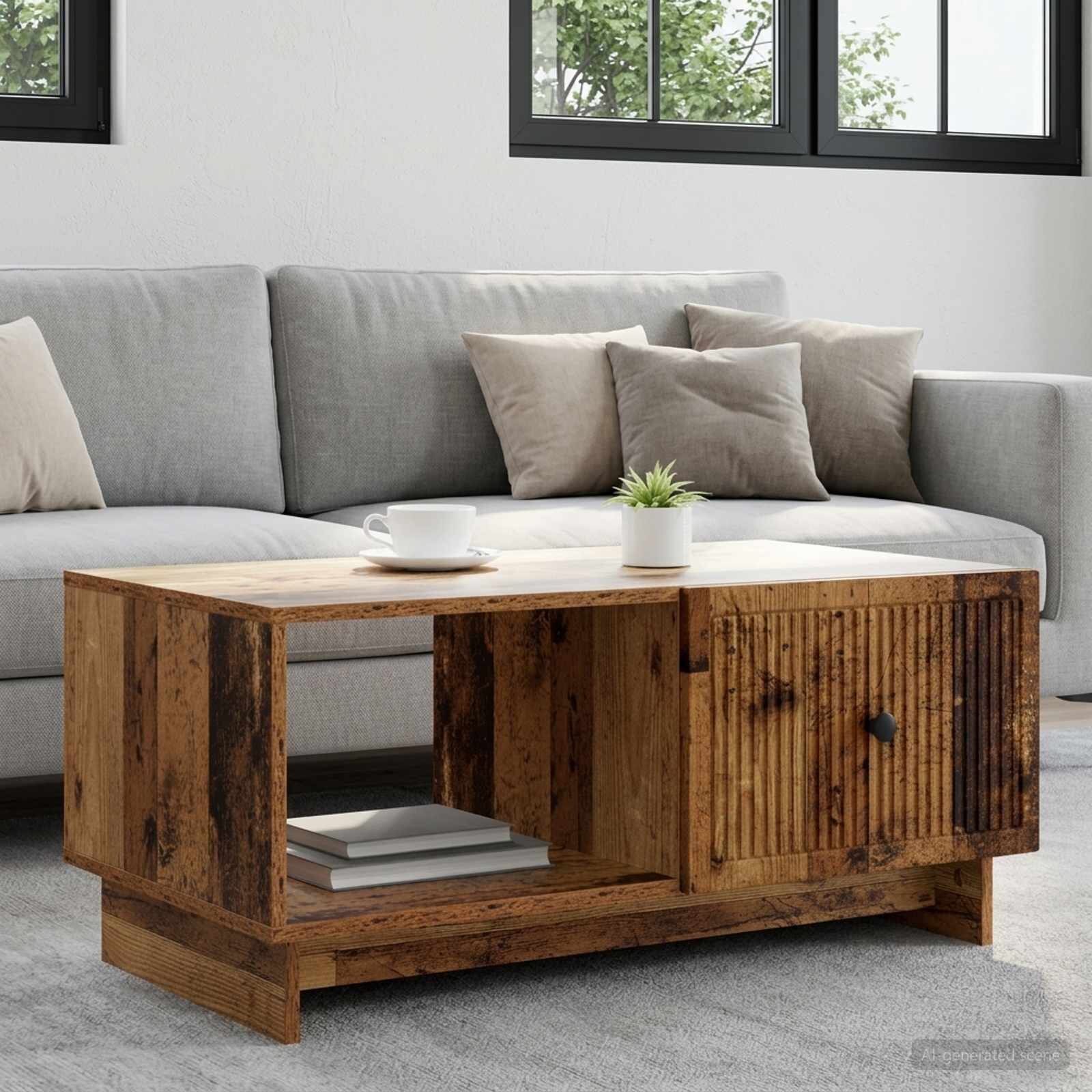 vidaXL Масичка за кафе Старо дърво 90 x 50 x 40 cm Инженерна дървесина