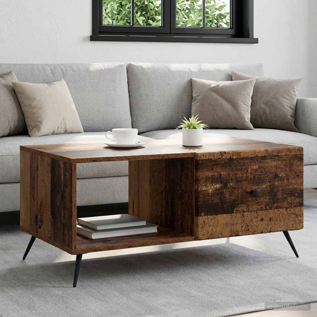 vidaXL Масичка за кафе Старо дърво 90 x 50 x 40 cm Инженерна дървесина