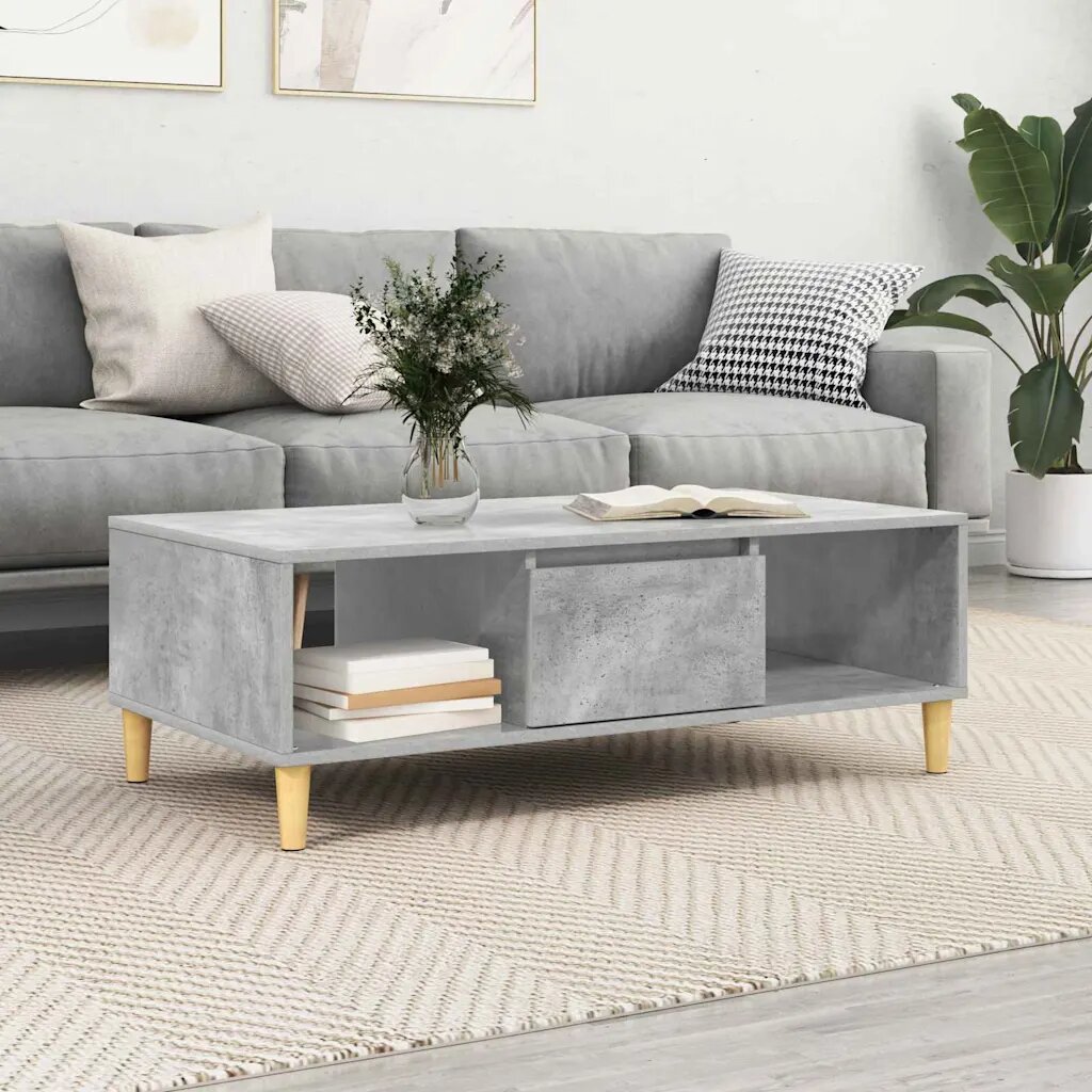 vidaXL Масичка за кафе Циментено сиво 102 x 55 x 35 см