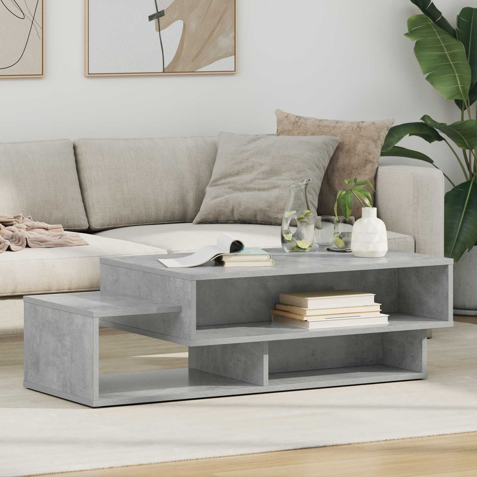 vidaXL Масичка за кафе Циментено сиво 105 x 50 x 325 см