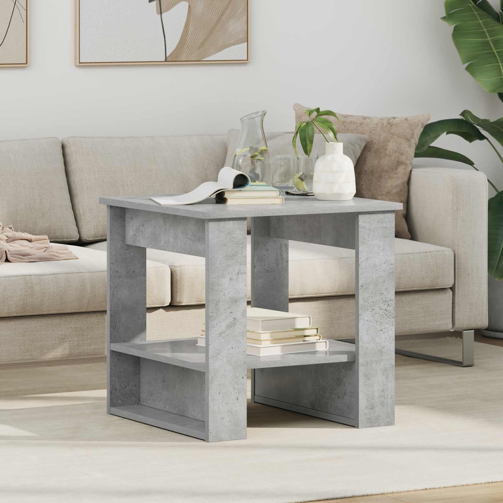 vidaXL Масичка за кафе Циментено сиво 51 x 50 x 50 см