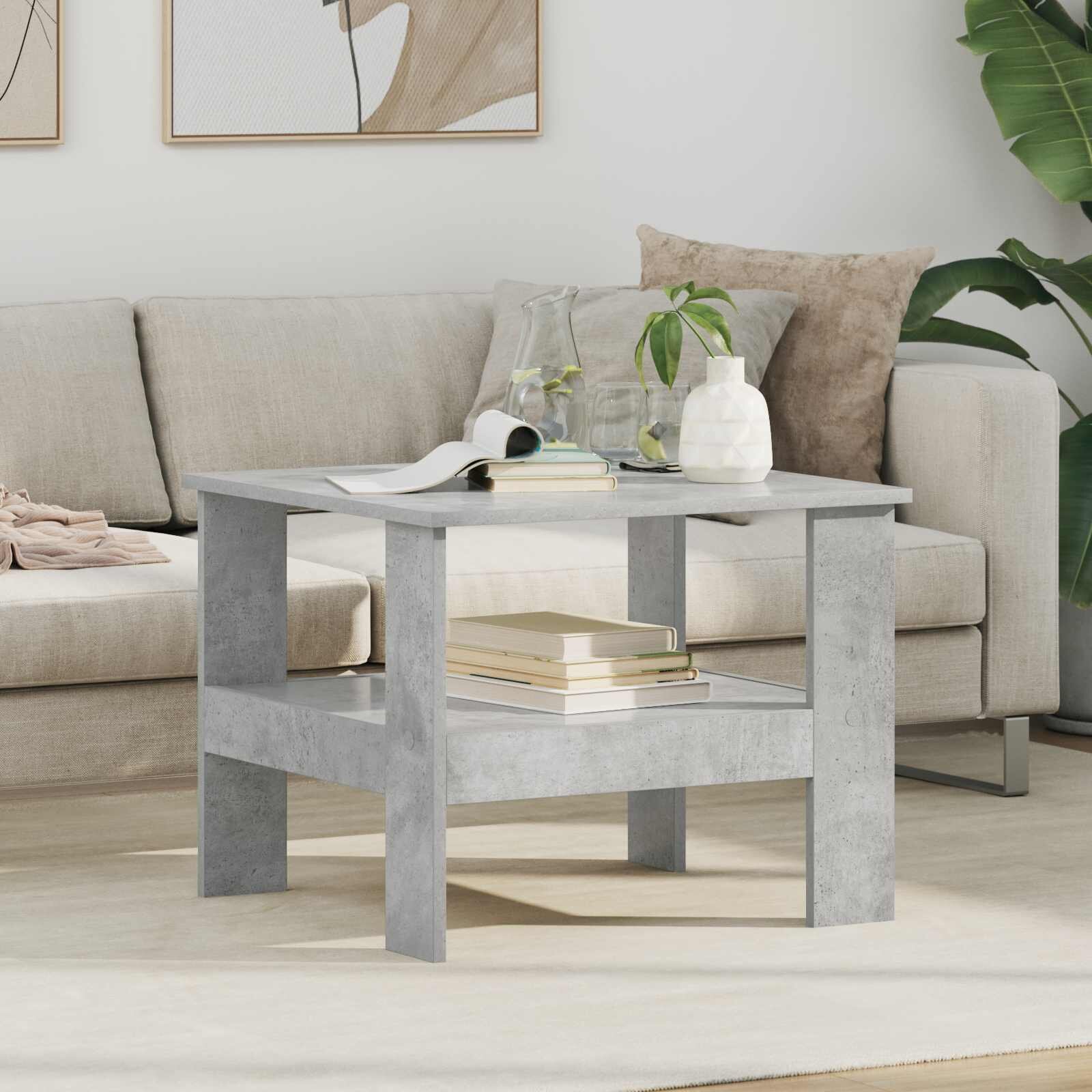 vidaXL Масичка за кафе Циментено сиво 57 x 55 x 45 см