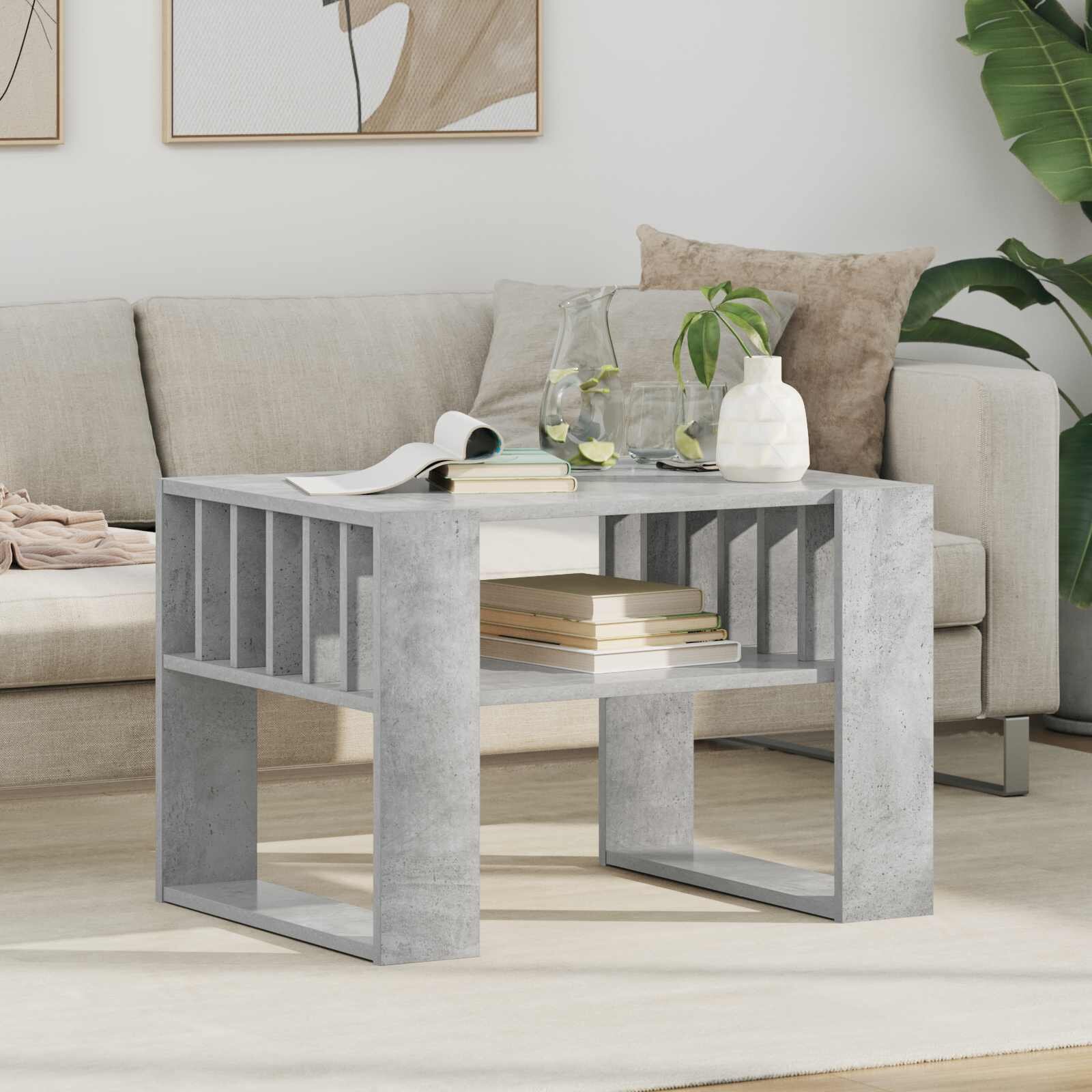 vidaXL Масичка за кафе Циментено сиво 66 x 495 x 45 см