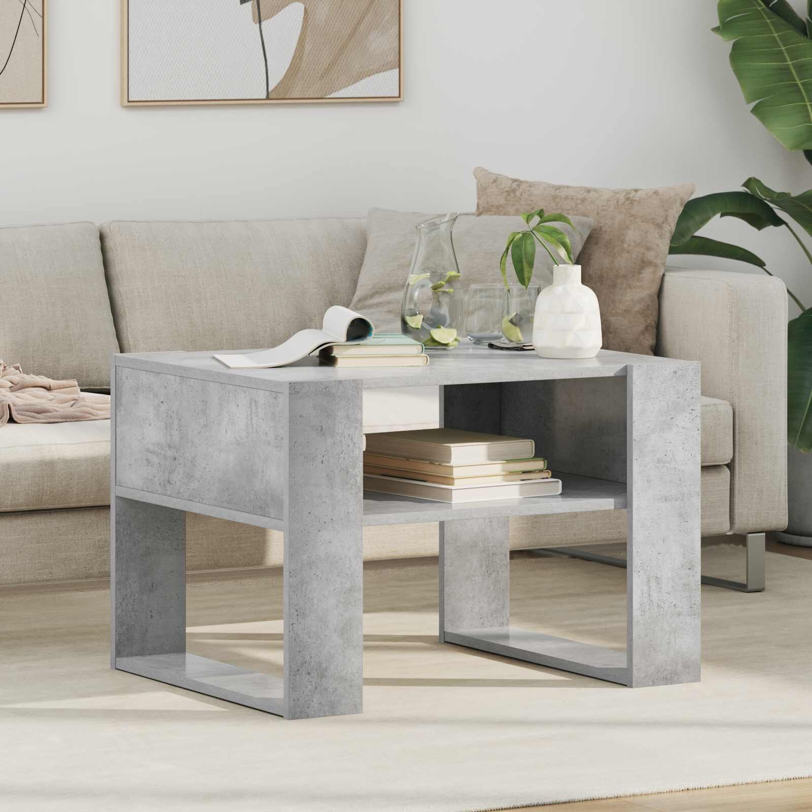 vidaXL Масичка за кафе Циментено сиво 66 x 53 x 45 см