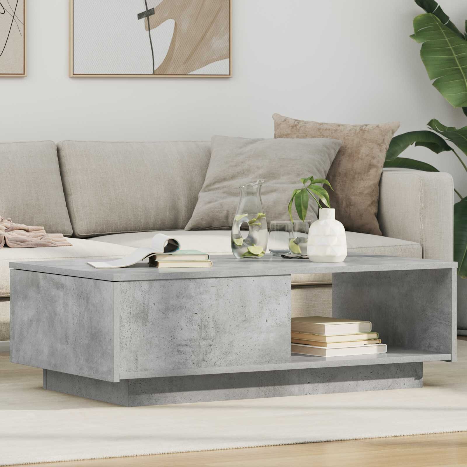 vidaXL Масичка за кафе Циментено сиво 95 x 55 x 31 см
