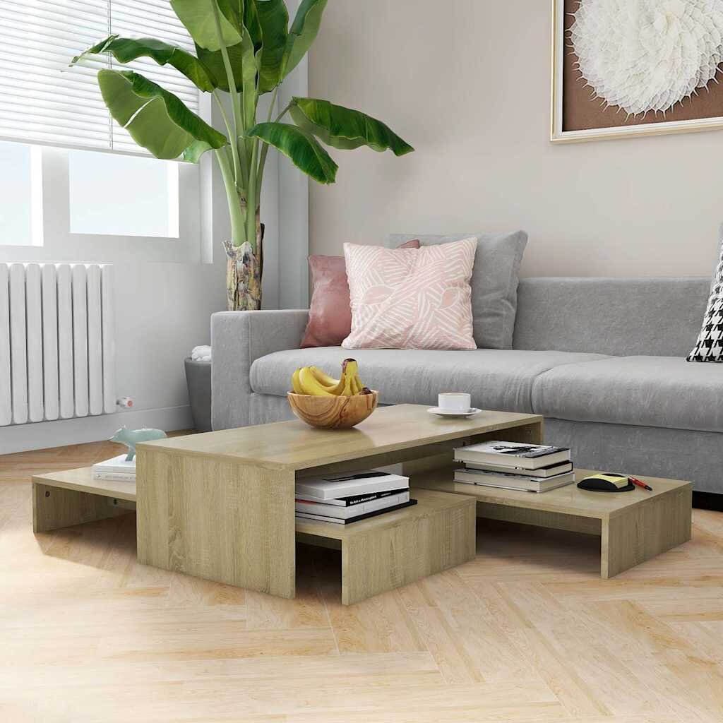 vidaXL Масички за кафе дъб сонома 100x100x265 см инженерно дърво