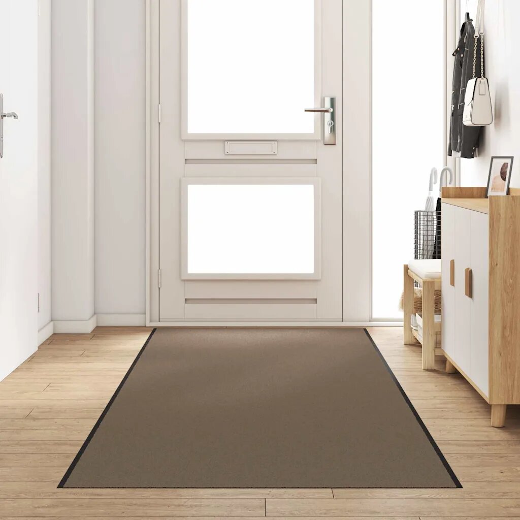 vidaXL Мат за врата Бежов и черен 120 x 400 cm 100% Полиамид