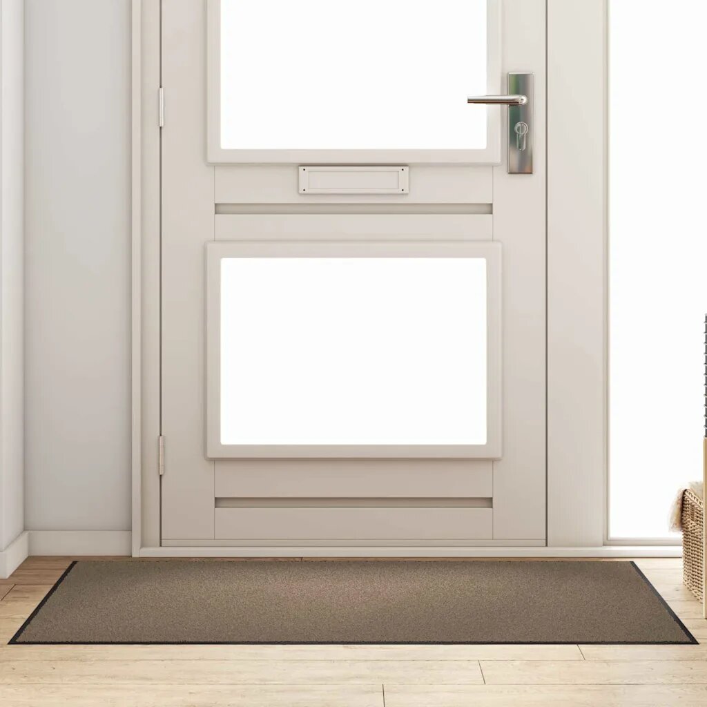 vidaXL Мат за врата Бежов и черен 90 x 150 cm 100% Полиамид