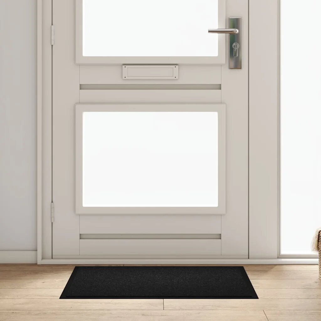 vidaXL Мат за врата Черно 60 x 80 x 12 см Тедди плат