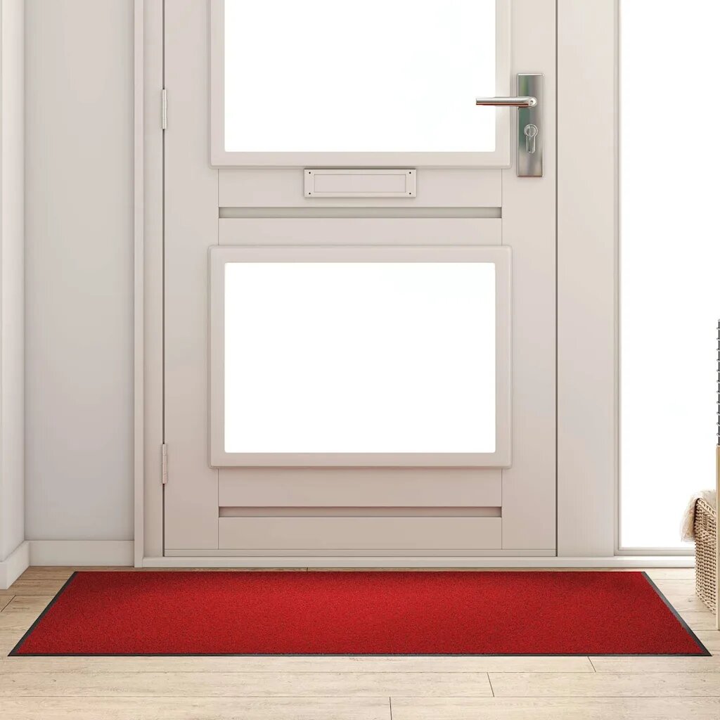vidaXL Мат за врата Червен и Черен 90 x 150 cm 100% Полиамид