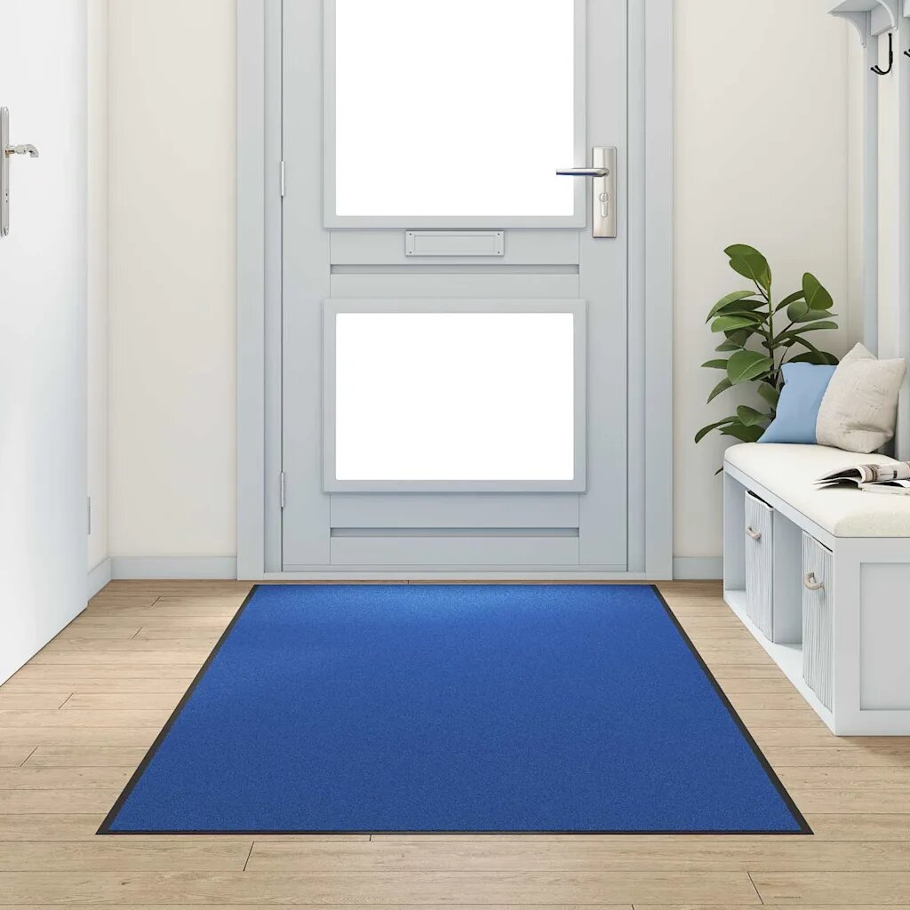 vidaXL Мат за врата Син и Черен 120 x 300 cm 100% Полиамид
