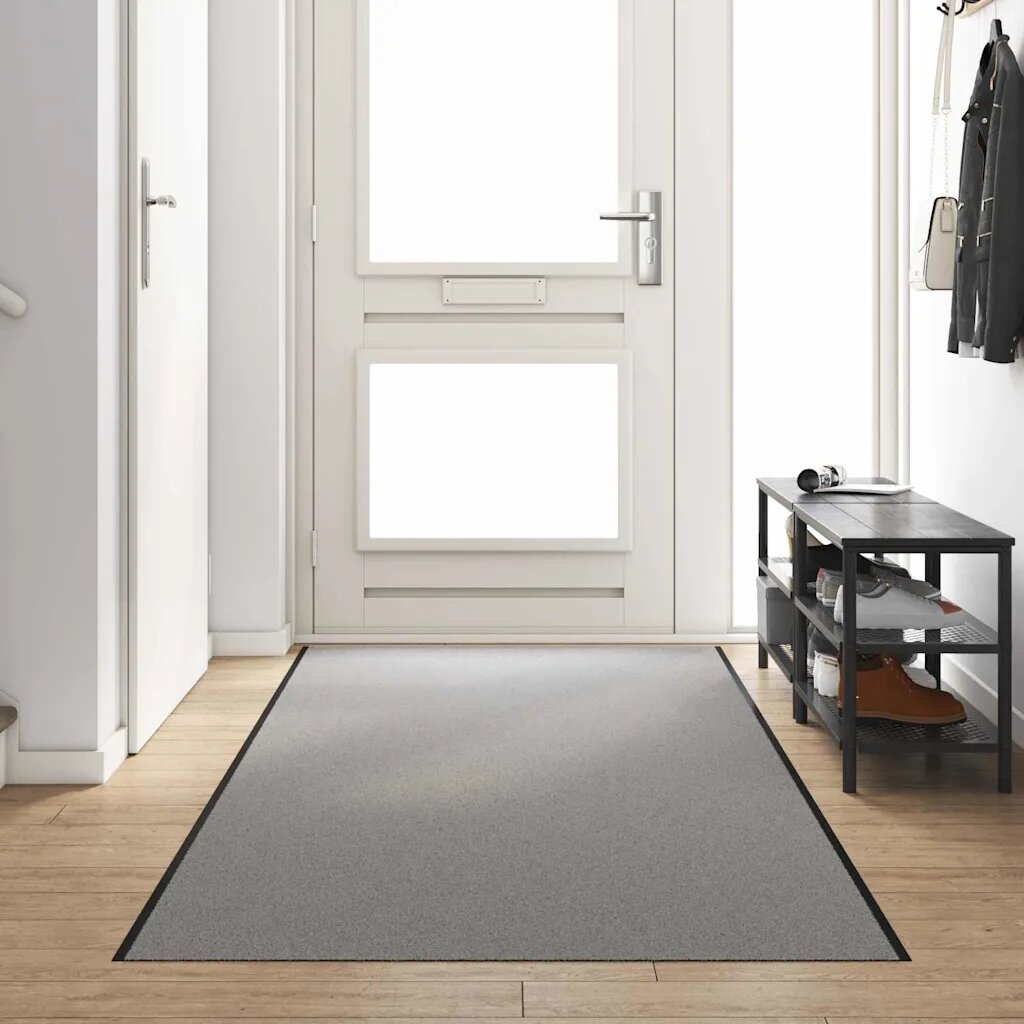 vidaXL Мат за врата Сив и черен 120 x 350 см 100% Полиамид