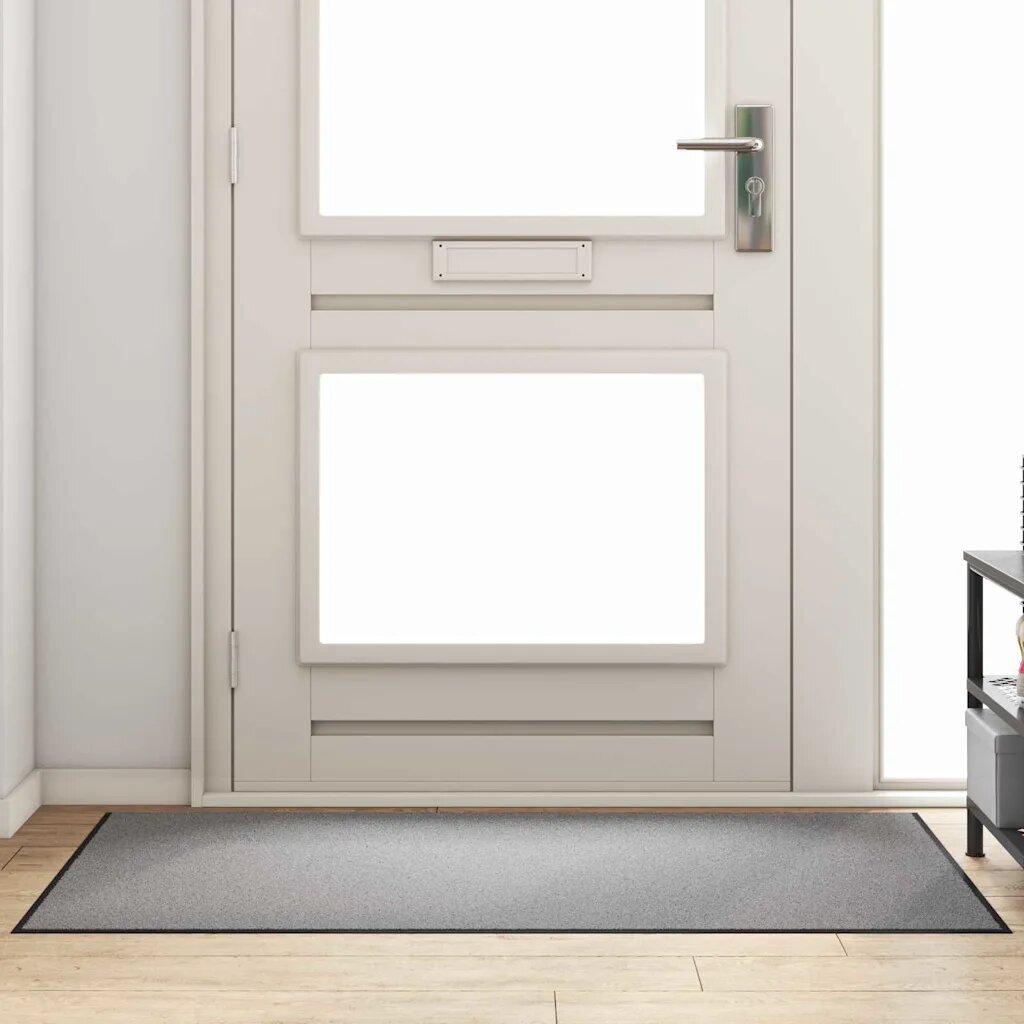 vidaXL Мат за врата Сив и черен 90 x 150 cm 100% Полиамид