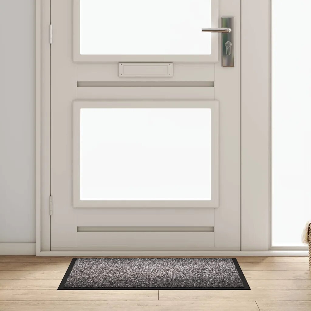 vidaXL Мат за врата Светлосиво 60 x 80 x 1.2 см Тедди плат