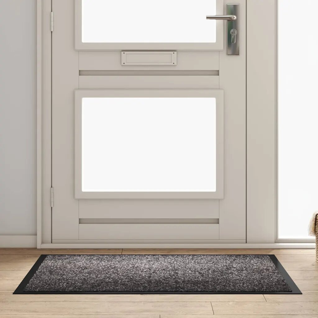 vidaXL Мат за врата Светлосиво 80 x 120 x 12 см Тедди плат