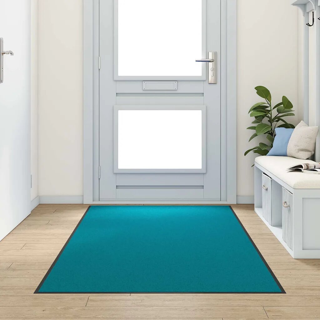 vidaXL Мат за врата Циан и Черен 120 x 250 cm 100% Полиамид