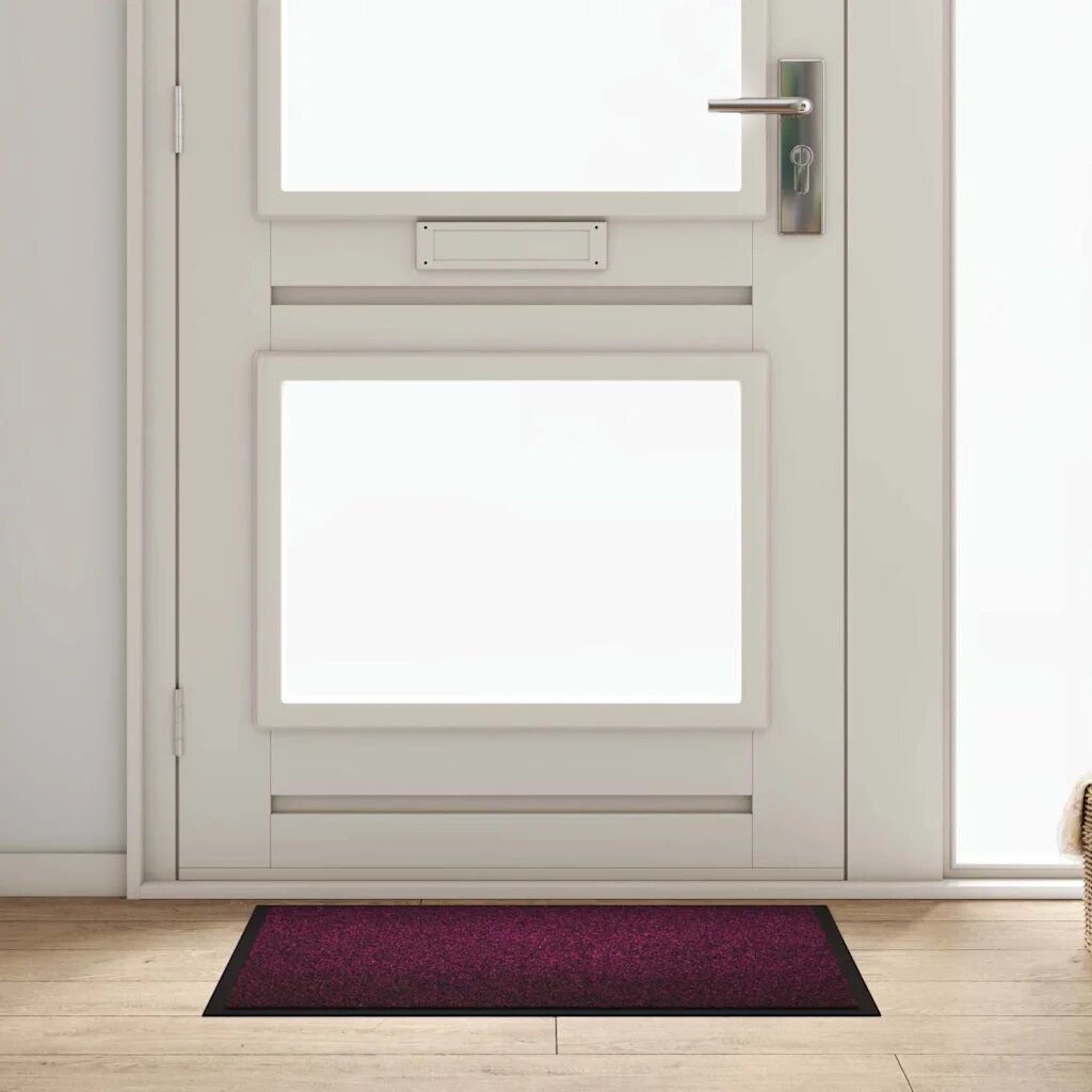 vidaXL Мат за врата Виненочервен 60 x 80 x 12 см Тедди плат