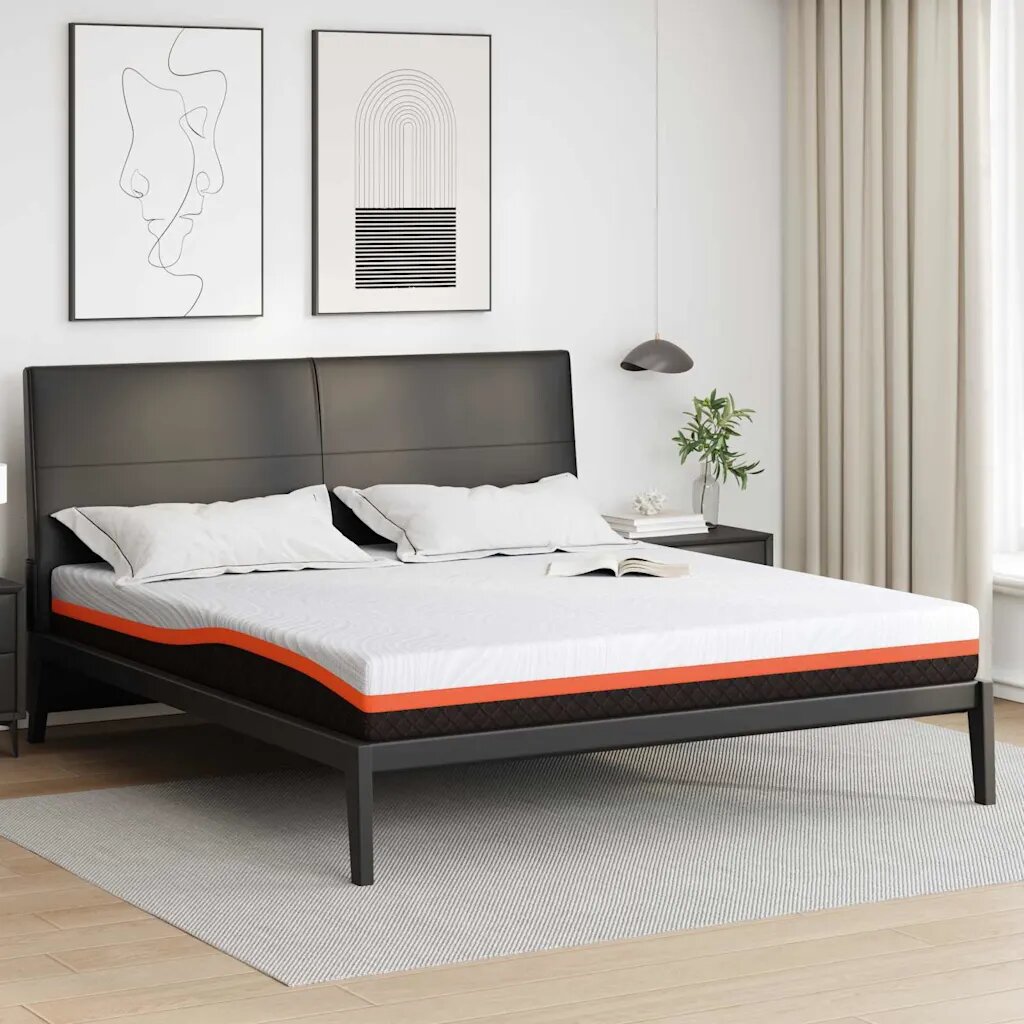 vidaXL Матрак Бял и черен 200 x 200 cm Жакардова материя