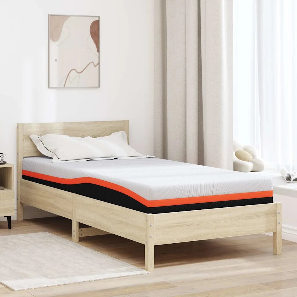 vidaXL Матрак Бял и черен 90 x 200 cm Жакардова материя