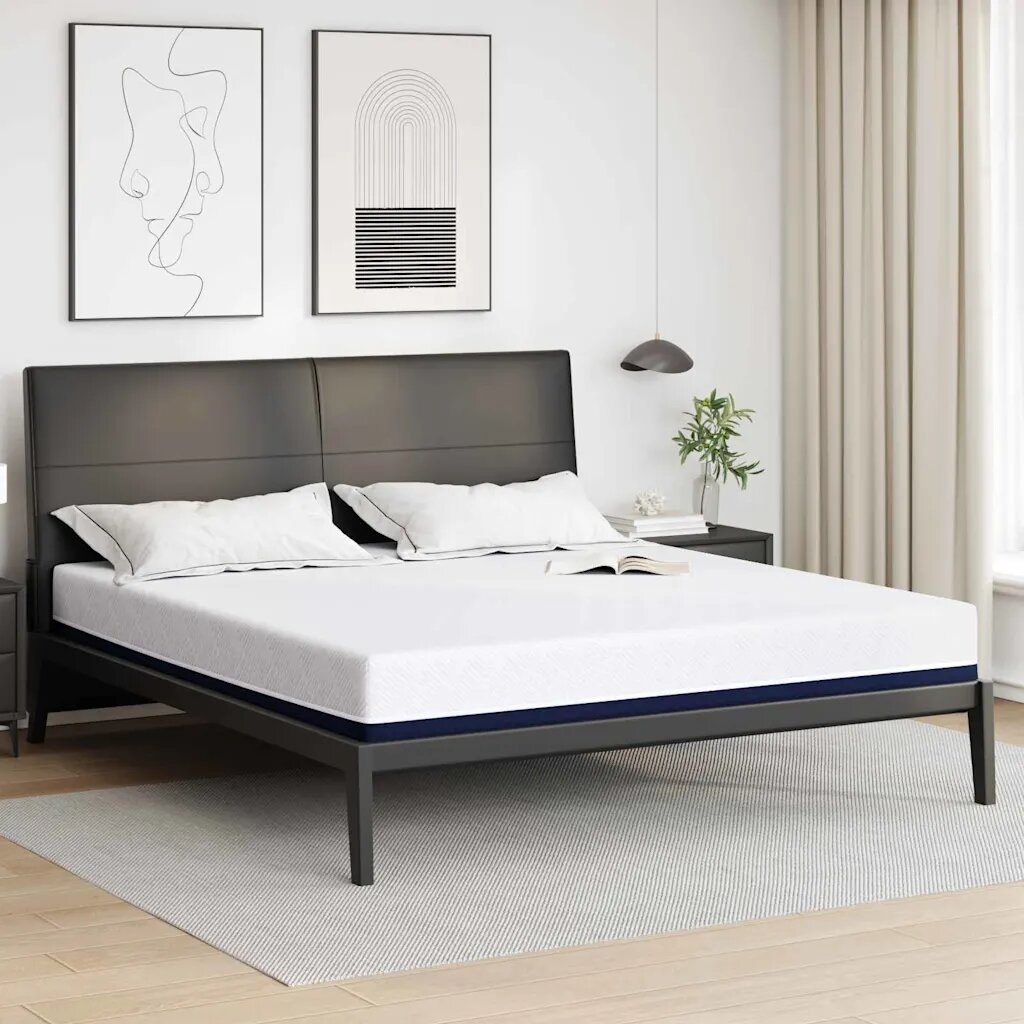 vidaXL Матрак Бял и син 200 x 200 cm Жакардова материя