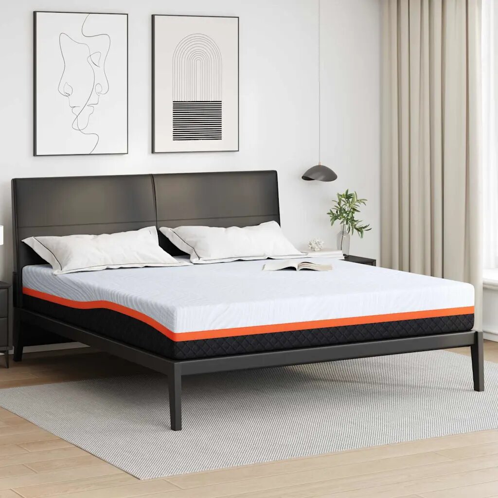 vidaXL Матрак Бяло и сиво 200 x 200 cm Жакардова материя