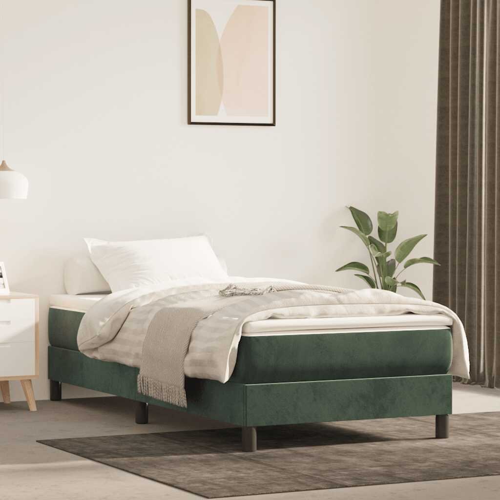 vidaXL Матрак с покет пружини 100 x 210 x 20 см Тъмнозелено