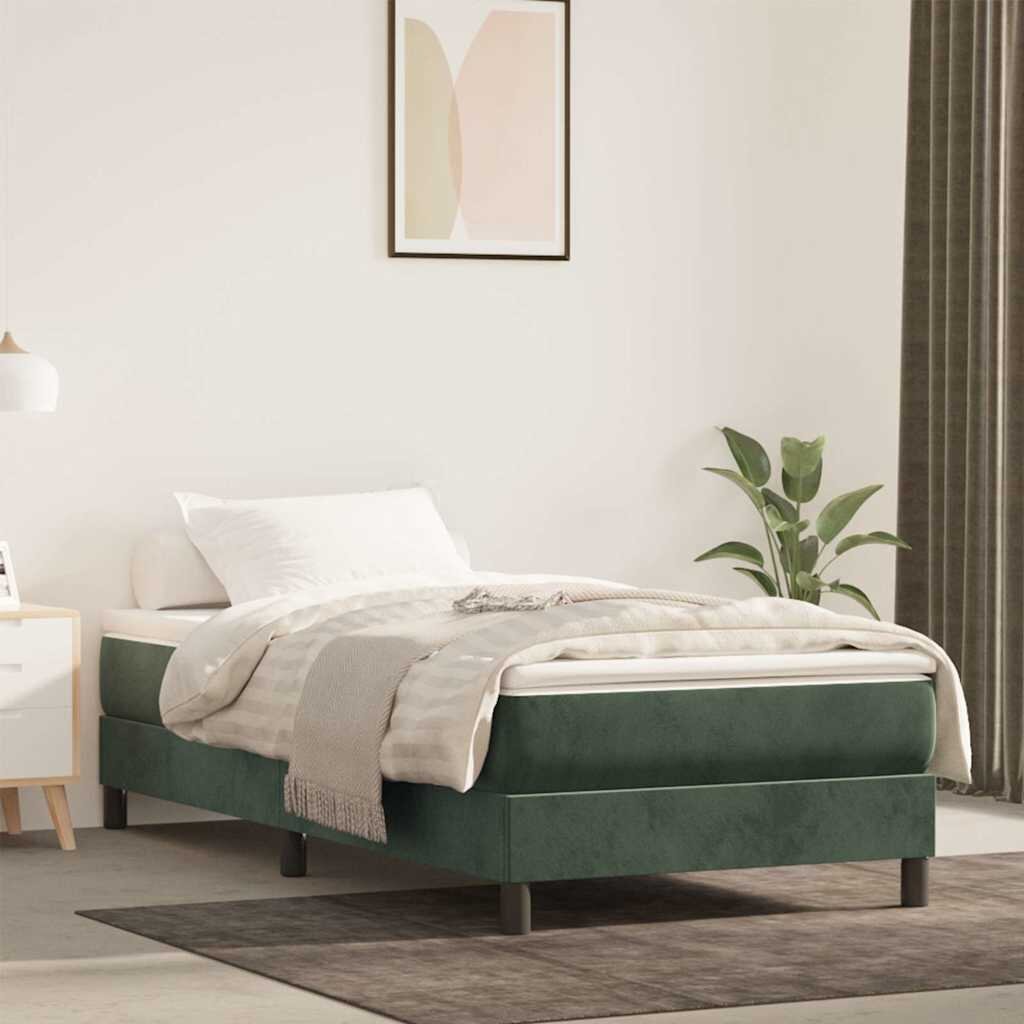 vidaXL Матрак с покет пружини 90 x 220 x 20 см Тъмнозелено